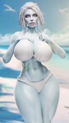 1girls 3d abs absurd_res awoken big_breasts bikini bimbo blonde_hair blue_body blue_eyes blue_skin breasts breasts_bigger_than_head bungie curvy destiny_(game) destiny_2 gigantic_breasts glowing_eyes grvty3d hi_res hourglass_figure huge_breasts large_breasts looking_at_viewer mara_sov massive_breasts medium_hair nipples nude nude_female outdoors queen short_hair thick_thighs thighs thunder_thighs voluptuous white_hair wide_hips