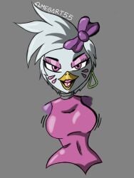 animatronic big_ass big_breasts big_butt female five_nights_at_freddy's five_nights_at_freddy's:_security_breach furry furry_ass furry_breasts furry_female furry_only glamrock_chica_(fnaf) omegart55 only_female pink_eyes robot robot_girl white_body white_skin