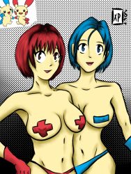 breasts breasts_out humanized minun plusle pokemon pokemon_(species)