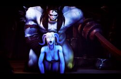 1girls 3d all_fours big_breasts blizzard_entertainment blue_skin cheopsfm doggy_style draenei female grey_skin interspecies kargath_bladefist mag'har_orc male orc orc_(warcraft) orc_male orced rape sex vaginal_penetration vaginal_sex warcraft white_hair world_of_warcraft yrel