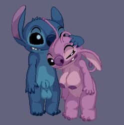 alien angel_(lilo_and_stitch) animal_genitalia antenna_hair anthro arm_around_head balls big_balls big_breasts blue_body breasts disney duo experiment_(lilo_and_stitch) female genitals hair leaning leaning_on_another lilo_and_stitch male male/female mynamestitch narrowed_eyes nude nude_anthro nude_female nude_male pink_body pussy raised_arm romantic romantic_couple sheath simple_background smile stitch_(lilo_and_stitch) teeth teeth_showing vulva