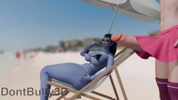 1boy 1boy1girl 1girl1boy 1girls 3d 3d_(artwork) admiring_penis amelie_lacroix azazel_(dont_bully) beach beach_chair beach_umbrella bikini blender blender_(artwork) blender_(software) blizzard_entertainment dont_bully_(artist) femboy hung_femboy indigo_hair large_penis long_ponytail looking_at_penis overwatch overwatch_2 public public_exposure public_indecency public_nudity purple_skin strawberry_blonde_hair sunglasses voluptuous voluptuous_female widowmaker