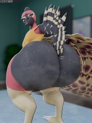 3d 3d_(artwork) anthro avian bird bottom_heavy butt_digging countershade_butt countershade_face countershading digging_up_in_they_ass female furry gloves_(marking) greg_(artist) huge_ass huge_butt huge_thighs hyper hyper_ass hyper_butt hyper_thighs massive_ass massive_butt oc original_character peacock ruby_(greg) scratching_ass scratching_butt socks_(marking) solo solo_female sweat sweaty sweaty_ass sweaty_butt
