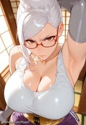 ai_generated alternate_version_at_source anime armpit ayase_seiko big_ass big_breasts big_butt breasts dandadan dolphin_shorts female gilf glasses hypet indoors mature_female older_female shiny shiny_skin shorts tagme thick thick_ass thick_legs thick_thighs thighs wet white_hair wide_hips