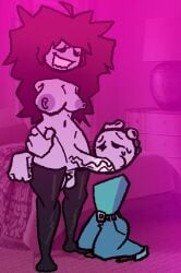 1futa bald balls bedroom biting_own_lip black_nails breasts cheek_bulge cock dick dickgirl eyelashes fully_clothed_male futanari holding_head holding_waist jeans kneeling male nipples no_arms original_character pink_light purple_skin red_hair self_upload shoes slim_waist sweatdrop thighhighs to4ster-0v3n_(artist) veiny_penis