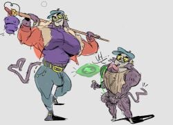 big_penis brawl_stars daddy facial_hair glasses male male_only mico_(brawl_stars) monkey muscular pecs penis penis_under_shirt posing precum precum_on_penis tagme_(artist) tail