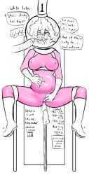 2018 aik_(xxxx52) anal cum_drinking cumflation dildo female hentai humiliation inflation inflation_fetish latex_suit masturbation oral_cumflation sequence tagme tight_clothes xxxx52