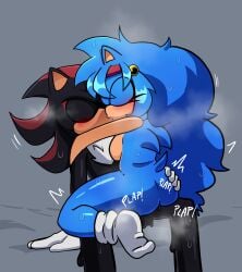 absurd_res anthro ass black_body black_fur blue_body blue_fur blush bodily_fluids breasts butt_grab clothing duo eulipotyphlan falcom fan_character female female_penetrated footwear fur genitals hair hand_on_butt handwear hedgehog hi_res kiss_on_lips kissing male male/female male_penetrating male_penetrating_female mammal nude nude_anthro nude_female penetration penis popful_mail sega selena_the_popful_hedgehog sex shadow_the_hedgehog socks sonic_(series) sonic_the_hedgehog_(series) steam sweat tail xao_art