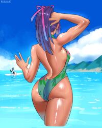 2girls ass ass_focus beach beghast big_ass big_breasts female female_only luna_snow luna_snow_(cool_summer) luna_snow_(marvel_rivals) marvel marvel_rivals psylocke psylocke_(breezy_butterfly) psylocke_(marvel_rivals) sideboob surfboard swimsuit thick_thighs wet wet_body wet_skin