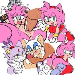 amy_rose anthro anus ass balls blaze_the_cat bound breasts clothed dress female furry nipples nude penis presenting pussy rouge_the_bat sega sonic_(series) straight tongue vaginal_penetration watatanza white_background