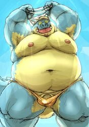 anthro crocodile crocodilian kotobuki makara male male_only moobs overweight penis reptile scalie simple_background slightly_chubby solo tokyo_afterschool_summoners