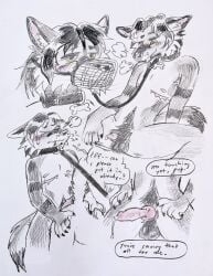 >_< 2025 animal_genitalia animal_penis anthro anthro_on_anthro asking balls begging birdpaw_(artist) black_balls black_body black_collar black_fur black_hair black_leash black_sheath black_tail blush bodily_fluids bondage bone_collar_tag breath canid canine canine_genitalia canine_penis canis cheek_tuft closed_eyes collar collar_only collar_tag colored_pencil_(artwork) desperation dripping duo erection facial_tuft fur genital_fluids genitals green_eyes grey_background grey_body grey_fur grey_tail hair hi_res hybrid imminent_sex knot knotted_penis leash leash_pull male male/male male_anthro mammal mastectomy_scar muzzle_(object) muzzled nipples nude nude_anthro nude_male penis penis_tip petplay pink_inner_ear pink_nipples pink_penis pink_scar precum precum_drip puppyplay roleplay scar sheath simple_background sketch_page tail traditional_media_(artwork) trans_(lore) trans_man_(lore) tuft white_body white_fur wolfdog