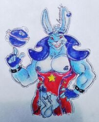 alternate_version_available animatronic anthro biceps blue_body blue_nipples bunny bunny_boy five_nights_at_freddy's five_nights_at_freddy's:_security_breach fnaf glamrock_bonnie_(fnaf) head_band lagomorph lagomorph_humanoid looking_at_viewer machine male male_focus male_only muscular muscular_anthro non_human penis precum precum_drip purple_penis red_eyes robot robot_humanoid scottgames solo solo_focus solo_male spiked_bracelet steel_wool_studios sunglasses two_tone_body veiny_penis
