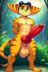 abs ai_generated animal_genitalia anthro balls big_balls big_knot big_penis cock cocky69 excessive_size furry hanging_balls knot knotted_penis long_cock long_penis male massive_balls massive_penis muscles muscular muscular_anthro muscular_male pecs penis ratchet_(ratchet_and_clank) ratchet_and_clank throbbing_penis veiny_balls veiny_cock veiny_knot veiny_penis