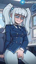 ai_generated blue_hair female masturbation roskomnadzor uniform