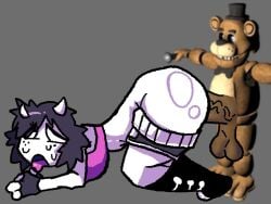 balls boots clothed_sex cock dick doggy_style fingerless_gloves flaky_(quavernsfw) freddy_(fnaf) grey_hair horns male/female male_penetrating_female pulled_down_pants quavernsfw self_upload sports_bra sweatdrop t_pose to4ster-0v3n_(artist) tongue_out veiny_penis white_skin