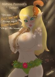1girls big_breasts blonde_hair breasts elf elf_ears elf_female female green_eyes long_hair nipples squirrel the_dungeon_of_naheulbeuk the_elf_(naheulbeuk)