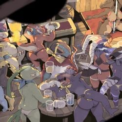 1:1 2026 alcohol anal ancient_pokemon anthro ass barefoot barrel beer beverage blush bodily_fluids breasts character_request charmeleon closed_eyes clothed clothing cum dancing drooling drunk embarrassed feet female future_pokemon garchomp generation_1_pokemon generation_2_pokemon generation_3_pokemon generation_4_pokemon generation_6_pokemon generation_7_pokemon generation_9_pokemon genital_fluids grin group grovyle happy hawlucha hi_res high-angle_view inside japanese_description koraidon leaking_cum legendary_pokemon luxray lying_on_table male male/male male_penetrated male_penetrating male_penetrating_male miraidon moesouna_gomi nervous nintendo nipples nude nude_female open_mouth paradox_pokemon penetration plate pokemon pokemon_(species) pole pole_dancing salazzle saliva sex smile substance_intoxication tail tongue tongue_out topless topless_male typhlosion wanted_poster zeraora