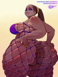 1girls anus anus_peek ass big_anus big_breasts breasts cartoon_network crystalcheese fat_ass fishnet_legwear fishnets leshawna_(tdi) pussy pussy_lips simple_background smiling smiling_at_viewer spread_ass spreading total_drama_island