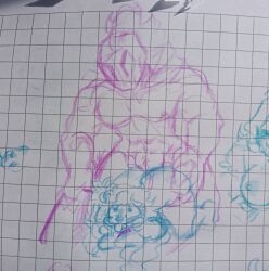 -big_ass big_breasts big_muscles big_penis bondage breasts cookie_run cookie_run_kingdom doggy_style female female_penetrated male muscles penis silent_salt_cookie traditional_art traditional_media traditional_media_(artwork) white_lily_cookie