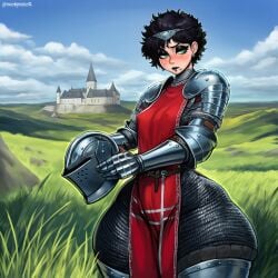 ai_generated armor armored_female attractive bottom_heavy breasts circlet covered_nipples curvy emo female fluffy_hair freckles freckles_on_face gigantic_thighs goth hi_res highres hip_dips hips_wider_than_shoulders holding_helmet huge_hips huge_thighs knight lip_piercing novelai small_breasts solo solo_female thick_ass thick_eyelashes thick_hips thick_legs thick_outlines thick_thighs thigh_squish thighs_bigger_than_head wide_hips youreyesonly