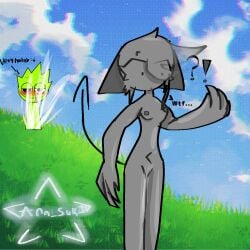 cum_spurt cuntboy genderbent gray_(sprunki) horny_male intersex male no_clothing owakcx_(sprunki) sprunki