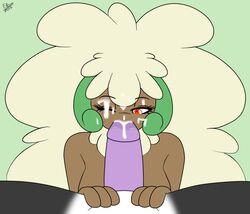 anthro breasts cum cum_in_mouth cum_inside cum_on_face ensayne eyelashes faceless_male fellatio female male nintendo one_eye_closed oral penis pokemon pov red_eyes whimsicott