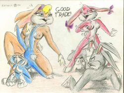 animaniacs anthro babs_bunny bugs_bunny buster_bunny fatalis female femdom fur furry lola_bunny looney_tunes male rabbit smooth_fur straight tiny_toon_adventures uncensored