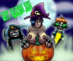 beat_(jsr) black_hair cube_(jsr) halloween jet_set_radio nipples short_hair yoyo_(jsr)