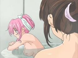 breasts brown_hair cap kurumi_(steel_angel_kurumi) nude pink_hair saki_(steel_angel_kurumi) screencap short_hair steel_angel_kurumi