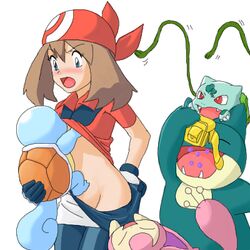 bulbasaur female human imminent_rape may_(pokemon) munchlax nintendo pokémon_(species) pokemon pokemon_(anime) pokemon_rse pokephilia skitty squirtle straight_hair