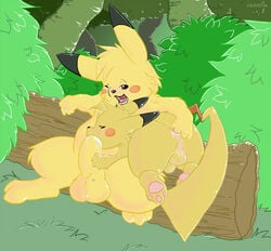 anthro color cum fellatio feral fingering fur furry insertion lando male male_only multiple_males nintendo oral outdoors penis pikachu pokemon yaoi