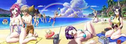 afloat airplane ball barefoot baseball_bat beach beach_ball bikini black_hair blindfold blonde_hair blue book bow breast_hold breasts brown_hair buried casual_one-piece_swimsuit cleavage cloud cooler crossover drake_anderson drink embarrassed feet food front-tie_top fruit glasses hair_bobbles hair_ornament hairbow herikawa_koishi highres impossible_clothes impossible_clothing innertube joseph_carpenter kazami_mizuho kneeling kusanagi_kei large_breasts long_hair long_image looking_at_viewer lotion lying magumo_hyosuke marie_(onegai_teacher) miss_deep misumi_kaede mizuho_kazami morino_ichigo mountain muscle nancy_makuhari on_back one-piece_swimsuit onegai_teacher open_mouth orange_hair outdoors palm_tree pink_hair ponytail purple_hair radio rainbow read_or_die reading sand sarong school_swimsuit shidou_matagu shirtless short_hair side-tie_bikini sitting sky standing straw sunglasses sunglasses_on_head swimsuit teacher teacher_and_student tied_hair towel tree twintails untied uon_taraku water watermelon wavy_hair wendy_earhart wide_image yomiko_readman