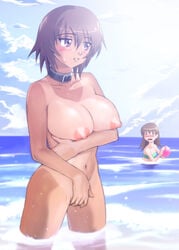 2girls azumanga_daiou female kagura_(azumanga_daiou) large_breasts multiple_girls shinozuka_jouji solo_focus tagme tanline tomo_takino water