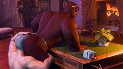 bald bald_male bending_over big_ass big_butt bubble_ass dark-skinned_male dark_skin doomfist gay grey_hair interracial interracial_sex male male/male male_only muscular muscular_male overwatch rimming rimming_male round_ass round_butt soldier_76 thong txddy3d