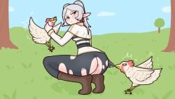 1girls anus ass chicken choking clothed clothed_female frieren frieren_beyond_journey's_end kotamota pussy red7cat sousou_no_frieren torn_legwear