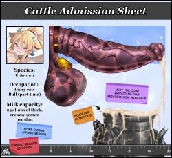 1futa animal_ears animal_genitalia balls cock_ring cow_girl cowbell cum cum_in_container futa_only futanari genitalwear gigantic_penis horns huge_balls huge_cock intersex kalikias kemonomimi pale_skin penis penis_size_chart pointy_ears solo solo_futa text veiny_penis