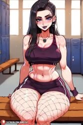 1female ai_generated big_ass big_breasts big_butt black_hair curvy curvy_figure female female_focus female_only feminine girl gym_shorts hourglass_figure huge_ass kinkyra looking_at_viewer makeup pierced_ear piercing solo solo_focus talking_to_viewer thick thick_ass thick_legs thick_thighs