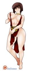 barefoot brown_eyes brown_hair groping_self huge_breasts jago_dibuja looking_at_viewer medium_hair nabiki_tendo ranma_1/2 revealing_clothes revealing_dress skirt_lift thick_thighs thong voluptuous