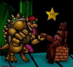 2017 2boys 3_toes 4_toes anthro axeldawg balls bear blue_eyes bowser bracelet brown_fur brown_hair claws duo erection eyewear facial_hair foot_fetish foot_lick fur furry glasses hindpaw horn jewelry koopa licking male male_only mammal mario_(series) multiple_boys musclegut nintendo nipples nude octo_(character) octomilanar one_leg_up open_mouth orange_eyes orange_scales paws penis pink_penis red_hair scales scalie sharp_claws sideburns sitting slightly_chubby spiked_armband spiked_bracelet spikes standing star straight super_mario_bros. teeth testicles toe_claws toes tongue tongue_out uncut vein veiny_penis