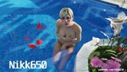 3d big_ass bikini bikini_pull blender blonde_hair blue_eyes breasts nikk650 pool resident_evil_6 sherry_birkin shy