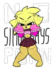 canine clothed clothing crop_top dog_girl football football_(mazingsand) furry lethal_company long_sleeves simonsays skirt small_breasts stockings thick_thighs yellow_body yellow_fur