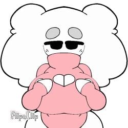 breast_grab breast_play breasts bumbleart_bee bumbli_(knocksoda) cleavage cleavage_cutout flipaclip knock_soda pink_sweater turtleneck watermark white_body