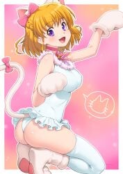 1girls asahina_mirai blonde_hair cat_costume cat_ears cat_tail female female_only kazuma_muramasa mahou_girls_precure! mahou_girls_precure!!_~mirai_days~ precure pretty_cure