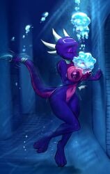 1girls activision asphyxiation barefoot bubbles byondrage cynder dragon drowning feet female nude solo spyro_the_dragon tagme the_legend_of_spyro underwater