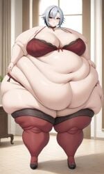 1female 1females 1girls ai_generated arlecchino_(genshin_impact) belly belly_button bikini exposed_fat_belly fat fat_female fat_girl fat_woman female female_focus female_only genshin_impact hoyoverse mihoyo mihoyo_technology_(shanghai)_co._ltd. obese obese_female red_bikini snezhnaya_girls solo solo_female solo_focus white_hair white_hair_female