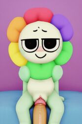 1cuntboy 2boys ai ai_assisted ai_generated all_fours anthro bedroom big_penis black_eyes blush blush_stickers blushing cuntboy cuntboy_focus cuntboy_only dandy's_world dandy_(dandy's_world) flower_head gay gradient_background green_arms green_legs intersex male male_focus male_only penis penis_in_pussy purple_background pussy pussy_juice red_pupils spread_legs spreading_legs tagme unknown_character white_body white_skin