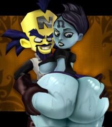 blue_skin crabtopus groping_ass huge_ass neo_cortex nina_cortex yellow_skin