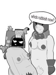 ash_(brawl_stars) chubby_female grom_(brawl_stars) group_nudity moe_(brawl_stars) monochrome rat rule_63 scar_across_eye three_girls