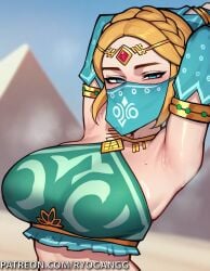 ai_generated armpits arms_up forehead_jewel gerudo_outfit gerudo_set_(zelda) gerudo_veil princess_zelda ryogangg tears_of_the_kingdom the_legend_of_zelda veil zelda_(tears_of_the_kingdom)